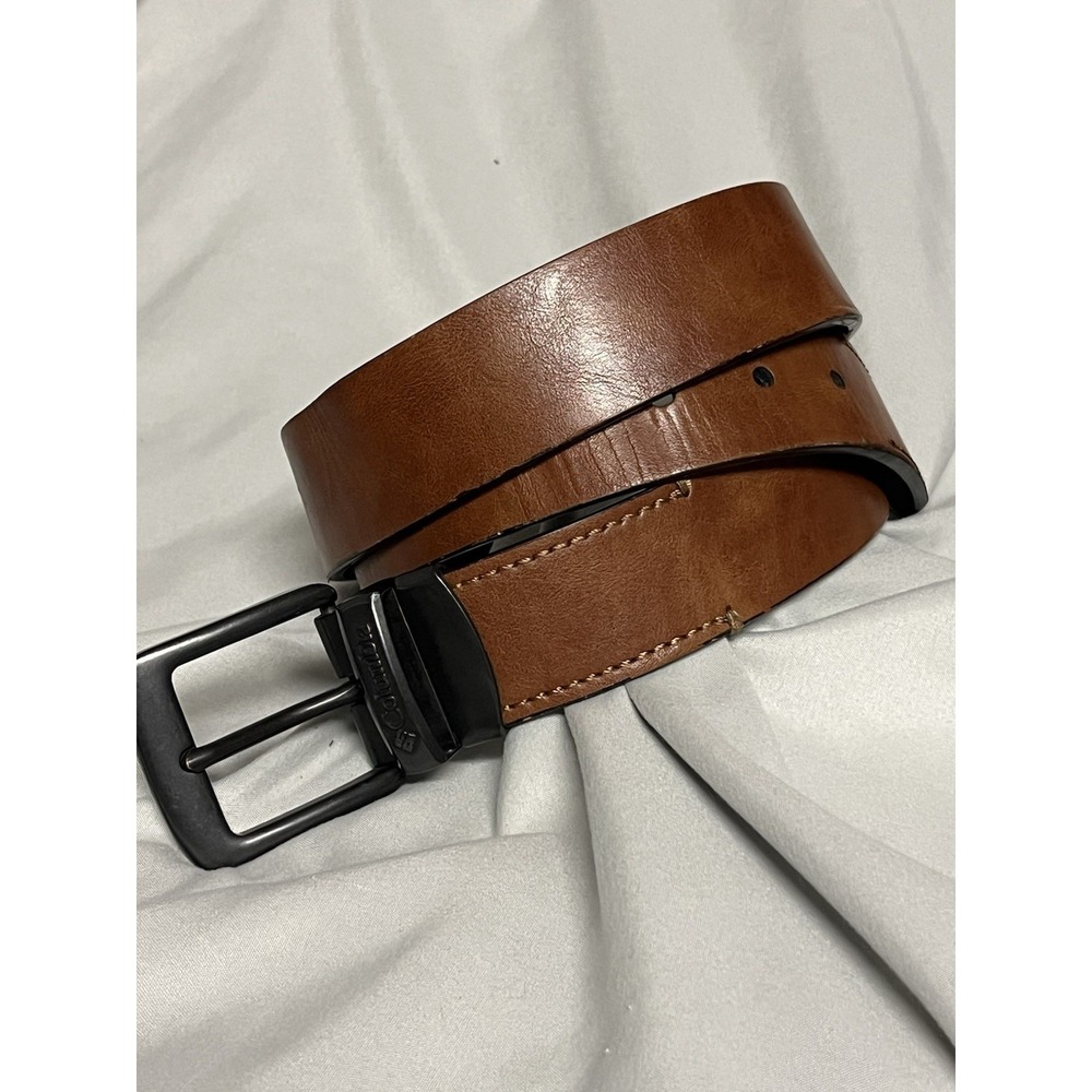 Columbia Reversible Belt Mens Large 34-36 Brown Black 1.5" Synthetic Leather